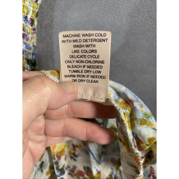 Philosophy Womens Floral Smocked Waist Dress Sleeveless Cottagecore Peasant Sz S - Picture 14 of 14